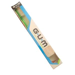 Vintage G.U.M Toothbrush Full Size By Butler NOS Green Rounded Trim NATURAL #511